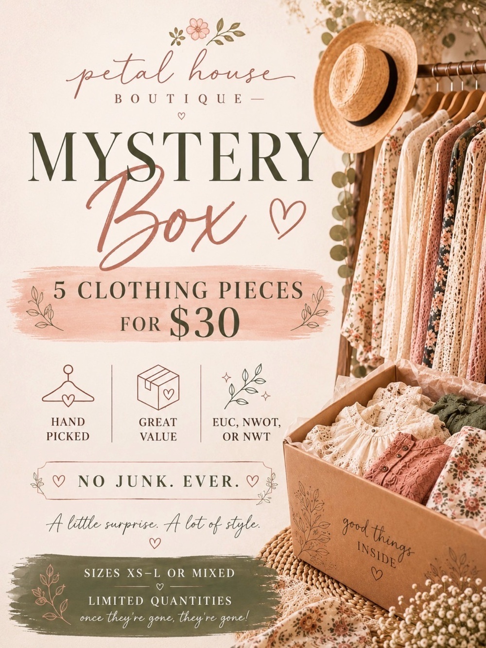 Mystery Box! 5 Clothing Pieces for $30!